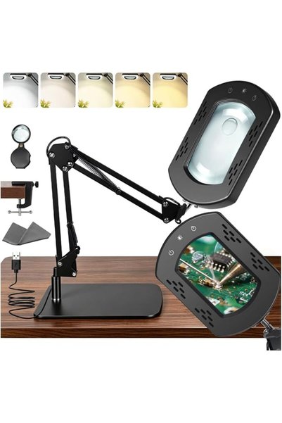 MIAOKe 30X 15X Magnifying Glass with Light & Stand, Timer, 5 Color Modes, Dim...