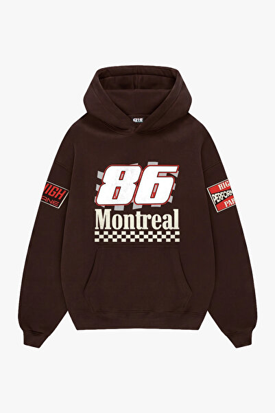 Sekizbiraltı 86 Montreal Printed Oversize Unisex Brown Hoodie
