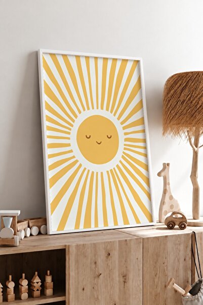 KEYFHOME Tablou MDF cu rama zâmbitoare soare, poster, decor de perete pentru ...
