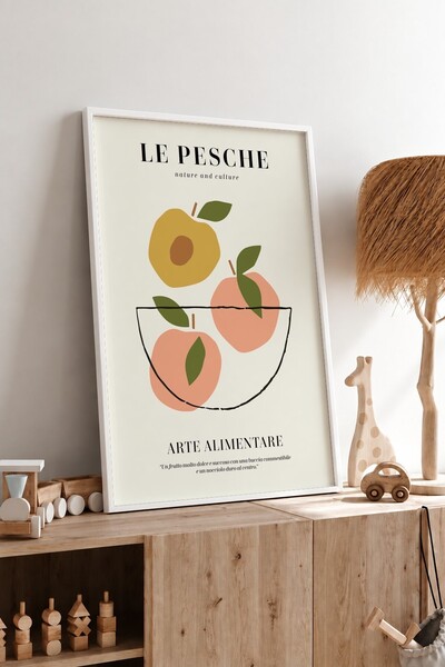 KEYFHOME Le Pesche Ροδάκινο Ιταλικό Πλαίσιο MDF Πίνακας Αφίσα Διακόσμηση Τοίχ...