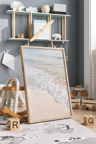 KEYFHOME Poster de pictură MDF cu cadru de val de coastă, cadou pentru decor ...
