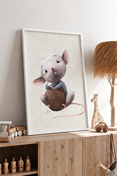 KEYFHOME Drăguțe șoareci înrămați MDF pictură poster camera bebelușului decor...
