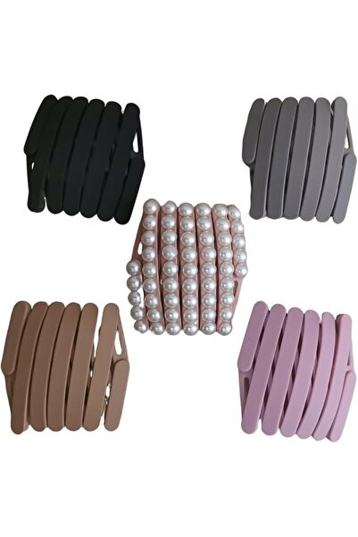 GENERAL shrink headband 5-piece set with adjustable headband and wavy tooth d...