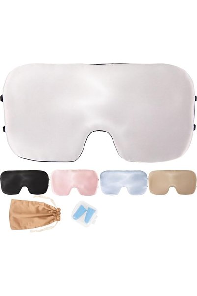 GENERAL Crunder 100% Mulberry Silk Sleep Mask for Men and Women with Adjustable Headband, Large Sleeping Mask