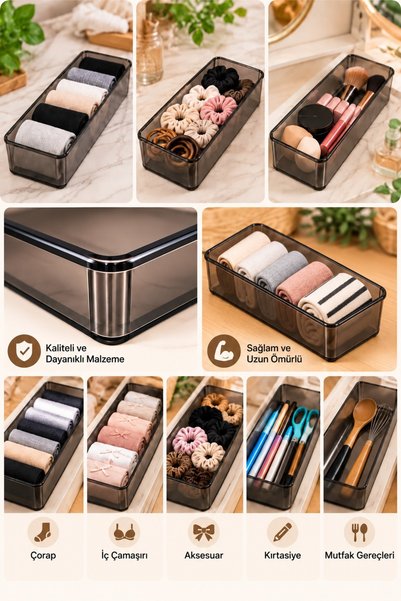 HB LİFE Modüler Çekmece Düzenleyici Organizer | Mutfak, Banyo, Makyaj ve Dolap İçi Düzen Kutusu