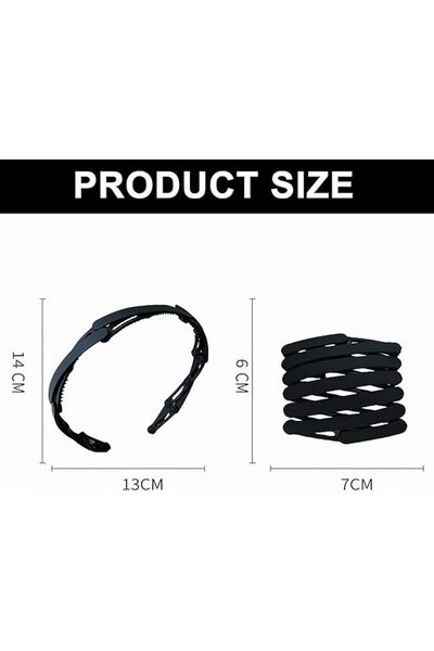 GENERAL shrink headband 5-piece set with adjustable headband and wavy tooth design, made of plastic resin, p
