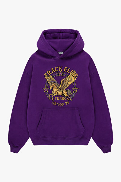 Sekizbiraltı Track Elite Printed Oversize Unisex Purple Hoodie