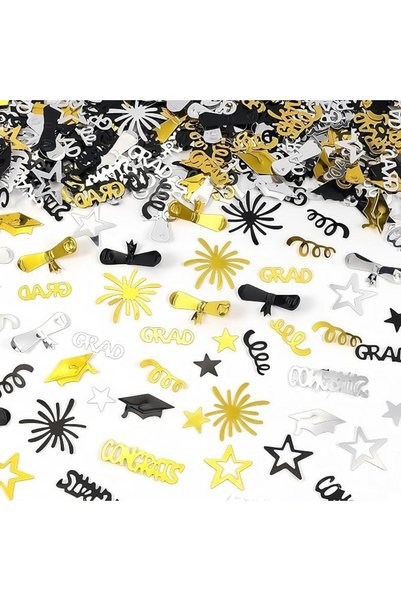 GENERAL 2026 Graduation Cap Confetti for Table Decorations, Sparkly Golden Bl...