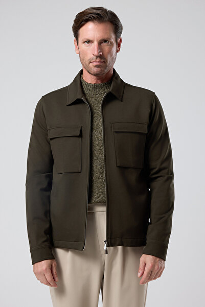 Erkek Fermuarlı Cepli Jacket U05048 Haki