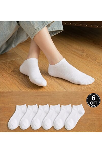 6 Çift Ekonomik Paket Beyaz Patik Çorap – Kadın Erkek Unisex, Günlük Kullanım