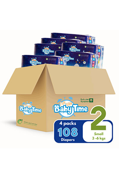 Babytime حفاضات بيبي تايم مقاس (2) - علبة صغيرة - 108 حفاضة