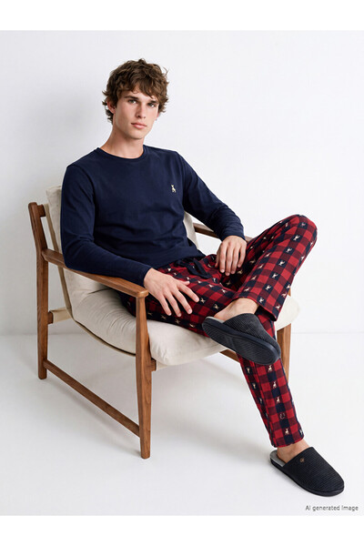 LC Waikiki Men's Regular Fit New Year's Themed Pajama Set