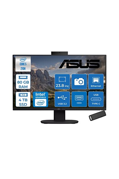 V440VAK Intel Core 5 210H 80GB 4tb SSD 23.8" Dos Siyah 24C58512B0DF30+ZETTAUSBBELLEK