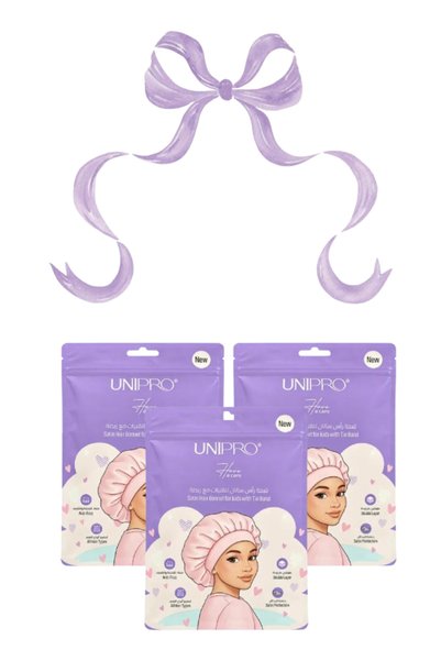 unipro 3 قطع من قبعات الشعر الساتانية للأطفال مع شريط ربط