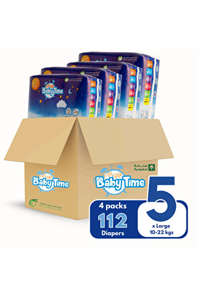 Babytime حفاضات بيبي تايم مقاس (5) - كرتون كبير - 112 حفاضة