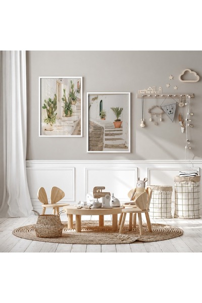 KEYFHOME Set de 2 străzi mediteraneene cu cadru MDF pictură poster decor de p...