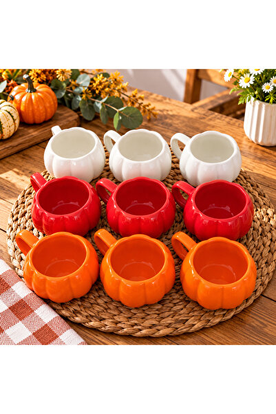 🎃 Balkabağı Formlu Seramik Kupa – 3 Renk Seçenekli