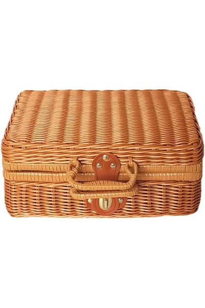 Generic Imitation Rattan Picnic Basket, Country Style Storage Basket for Outd...