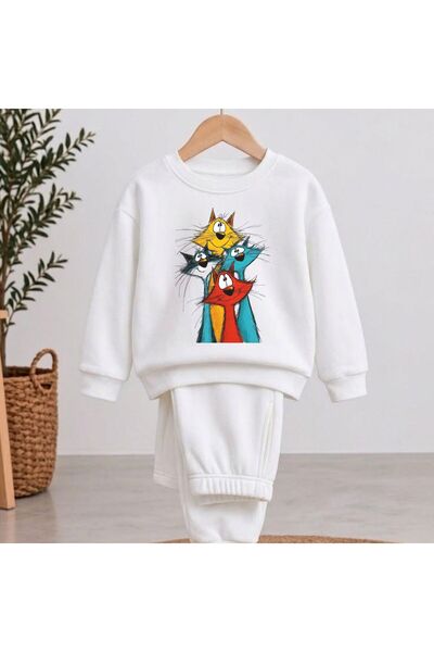 playwear Team Sweatshirt Lightning Catsprinted Girls Boys Crew Neck