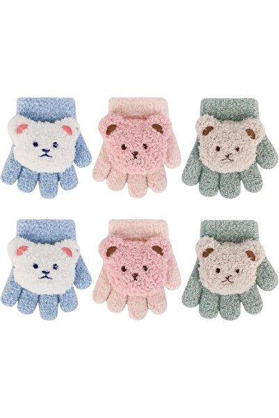 KASTWAVE 3 Pairs Kids Winter Gloves, Stretchy Knit Magic Mittens with Full Fi...