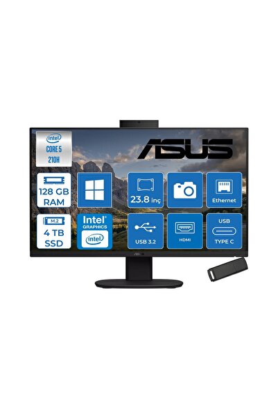 ASUS V440VAK Intel Core 5 210H 128GB 4TB SSD 23.8" W11PRO Siyah 24C58512B0DP40+ZETTAUSBBELLEK