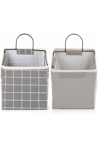 GENERAL 2 Pieces Hanging Bag Wall Storage Bag Hanging Wall Basket Fabric with...