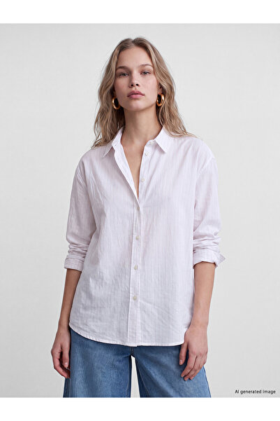 LC Waikiki Women's oversized Striped Poplin shirt