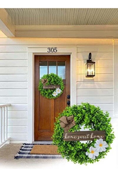 Generic 45CM Front Door Artificial Wreath, Round Welcome Sign Wreath, Wall an...