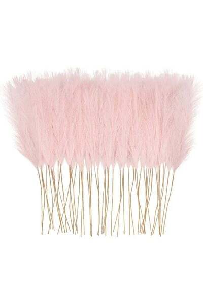 Generic 50pcs Pink Faux Pampas Grass Decor, 21.6" Short Artificial Pompous Gr...