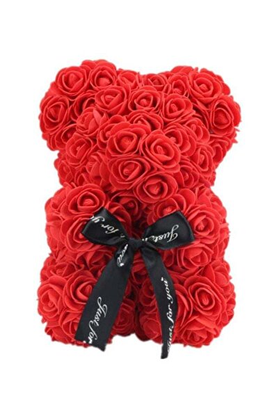 Generic Rose Bear Artificial Flower Mould Red 25cm