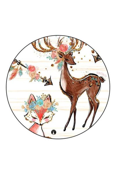 Generic Deer Printed Fridge Magnet Brown/Red/Cyan 5.5cm