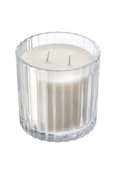 Generic Two-Wick Fresh Linen Scented Candle in Clear Glass, 50 Hours, 10 cm