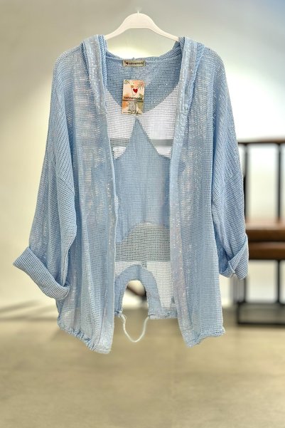 sahnemoda Star embossed hooded mesh imported jacket