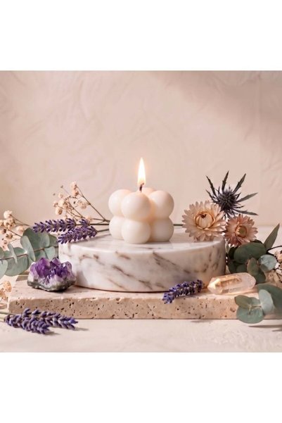 Generic Handmade Musk Mini Bubble Candle – Pure White, Classic Musk Scent | A...