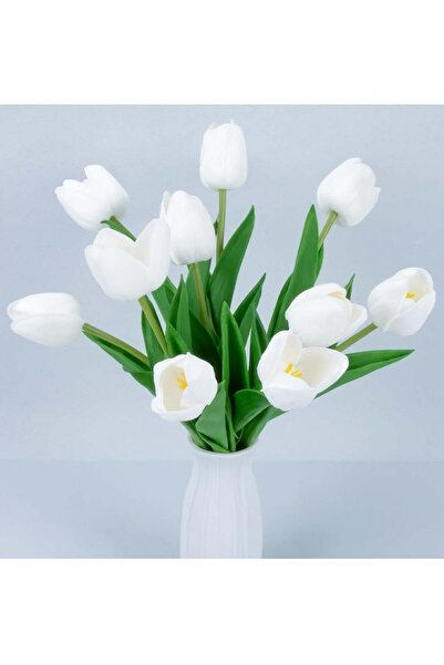 Generic 10 Pcs White Artificial Tulip Flower White Silk Bridal Wedding Bouque...