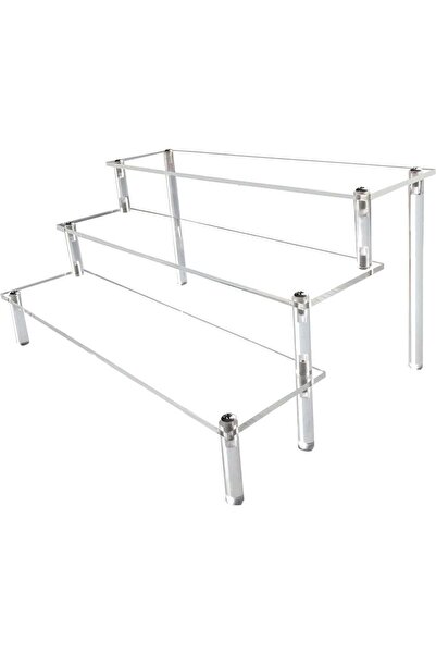 Generic 3-Tier Acrylic Riser Display Shelf (40x8cm) - Clear Triangle Step Org...