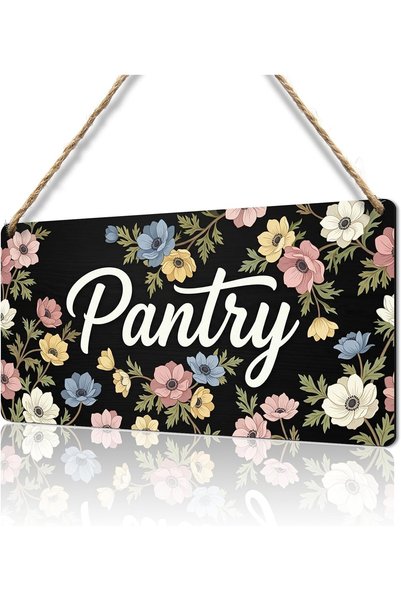 Generic ARS Classic Farmhouse Pantry Door Sign Floral Wood Wall Decor for Kit...