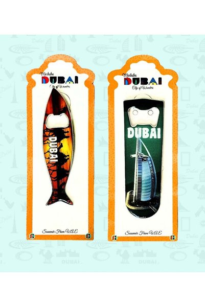 Generic Fridge magnet with built-in bottle opener colorful Dubai Skyscrapers ...