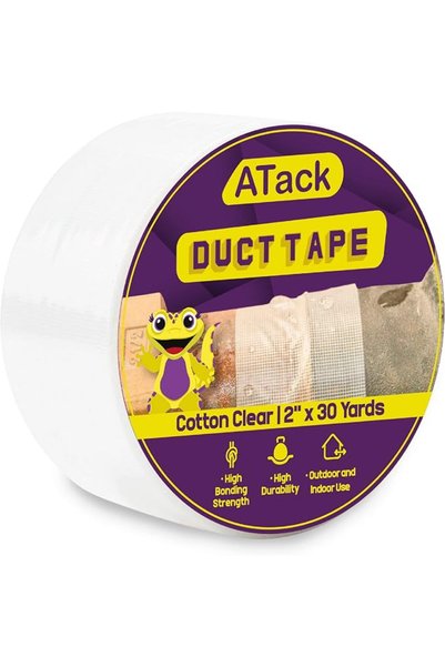 atack Duct Tape Clear Cotton Textile, 2-Inches x 30 Yards, Easy Tear by Hand ...