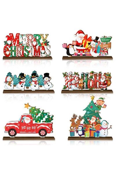Generic 6pcs Christmas Wooden Tabletop Ornaments for Christmas Decorations Ch...