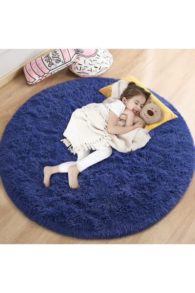 Gifeas Grey Fluffy Plush Circle Rug, 4'X4' for Kids Teens Baby Girls Bedroom ...