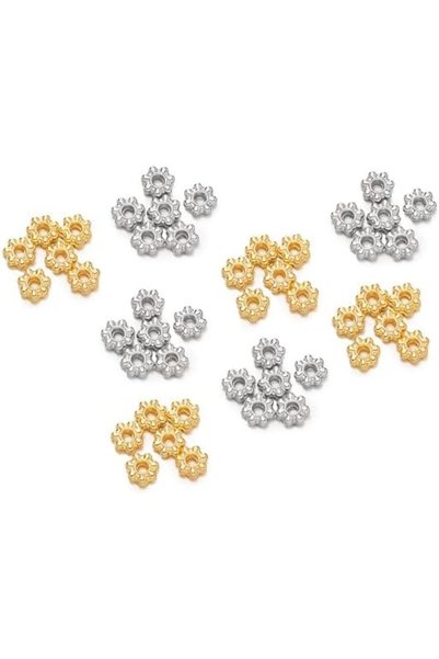 GENERAL 400 PCS Stainless Steel Flower Beads 4mm Spacer Beads Mini Metal Gold...