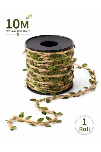 Generic 10M Leaf Jute Rope Decorative Vine Garland for DIY Crafts, Wedding De...