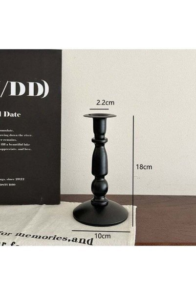 Generic Vintage Matte Black Single Arm Metal Candlestick Holder, Taper Candle...