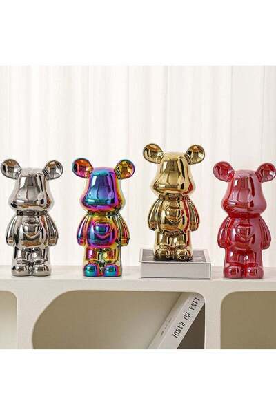 Generic 4 Pcs Animal Sculpture ceramics Bear Statue Decor, Art Figurine Home ...