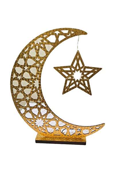 Generic Ramadan Décor Table Top Centerpiece with LED Fairy Lights Gold Wooden...