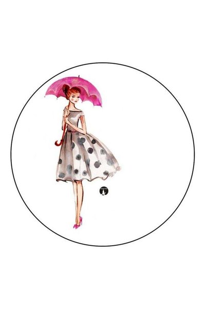 Generic Girl Printed Fridge Magnet White/Pink/Grey 5.5cm