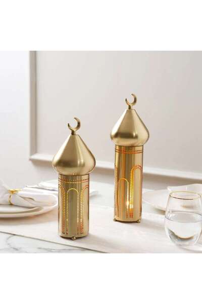 Generic Safa Metal Candle Holder 11x11x30cm - Gold - 112MDS9900021