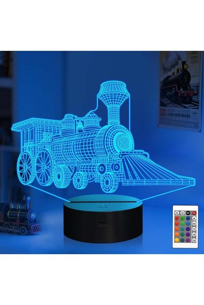 Generic ARS® Train 3D Illusion Lamp with Remote Control - 16 Color Changing N...