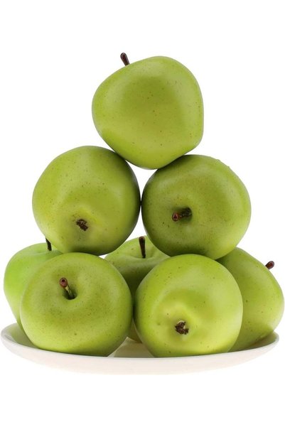 Generic 6 pcs High Grade Artificial Green Apples, 7cm Realistic Fake Fruit De...